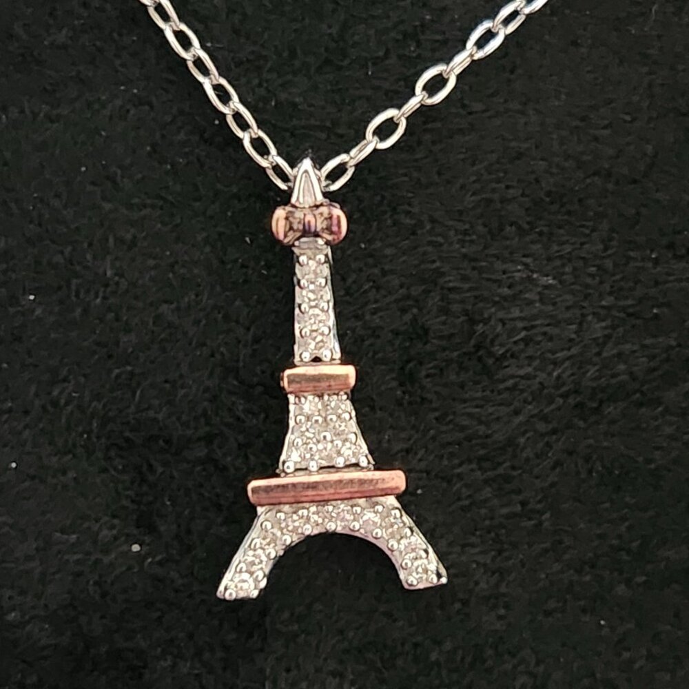 DISNEY TREASURES - Aristocats Eiffel Tower Diamond Pendant Necklace - Picture 4 of 9